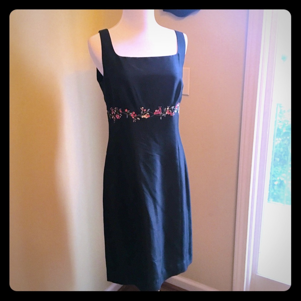 Ann Taylor black silk sheath dress